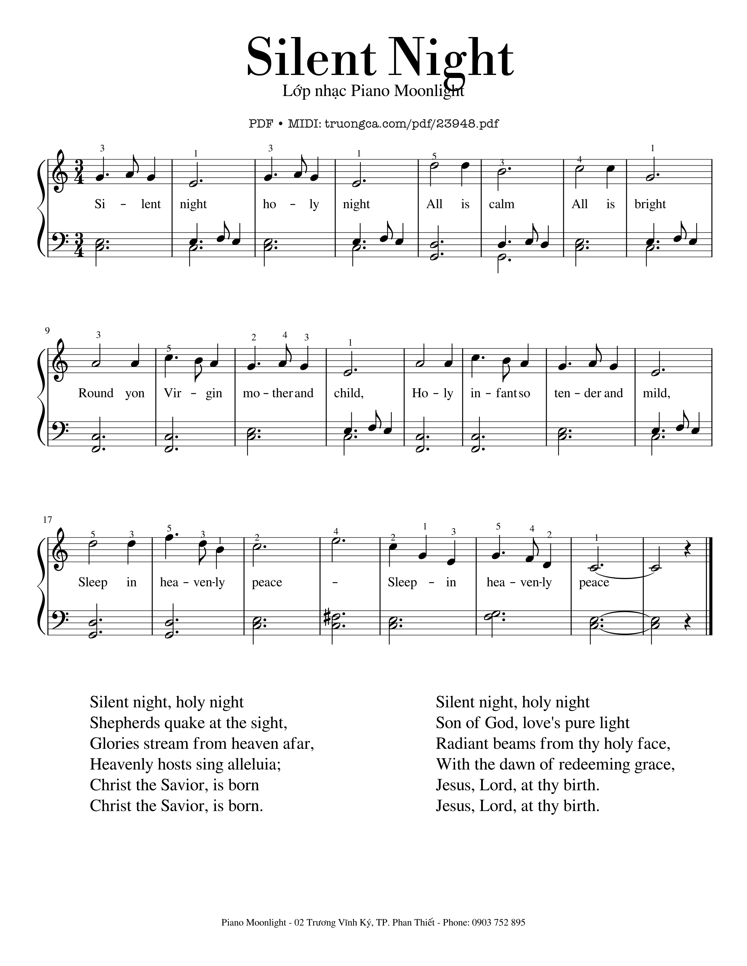 Sheet PDF of Silent Night EASY (C Major)