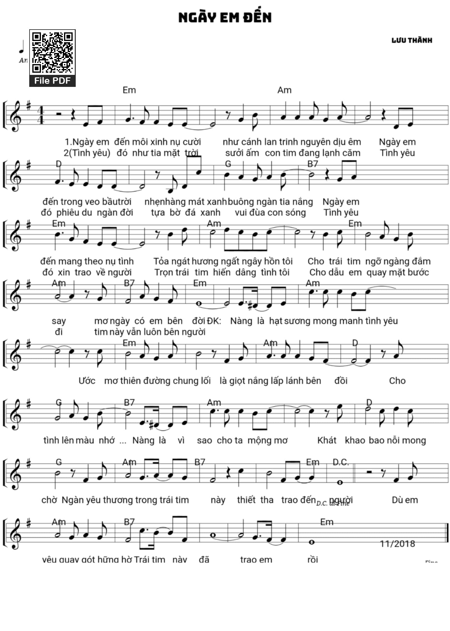 Sheet PDF of Ngày em đến