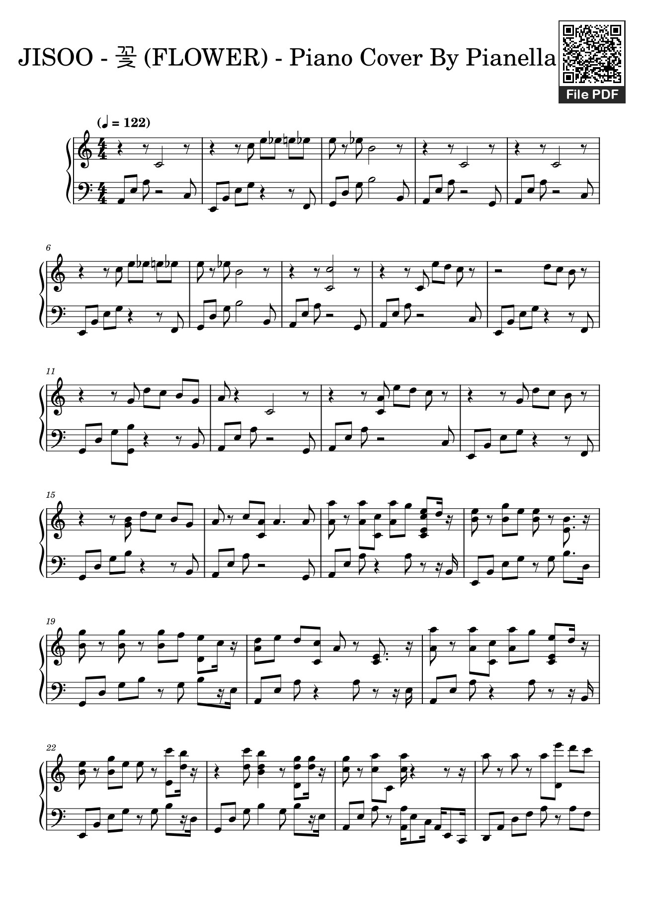 Page 1 of Sheet music PDF JISOO - 꽃 (FLOWER) - Piano Cover By Pianella Piano - Vinnikivan0