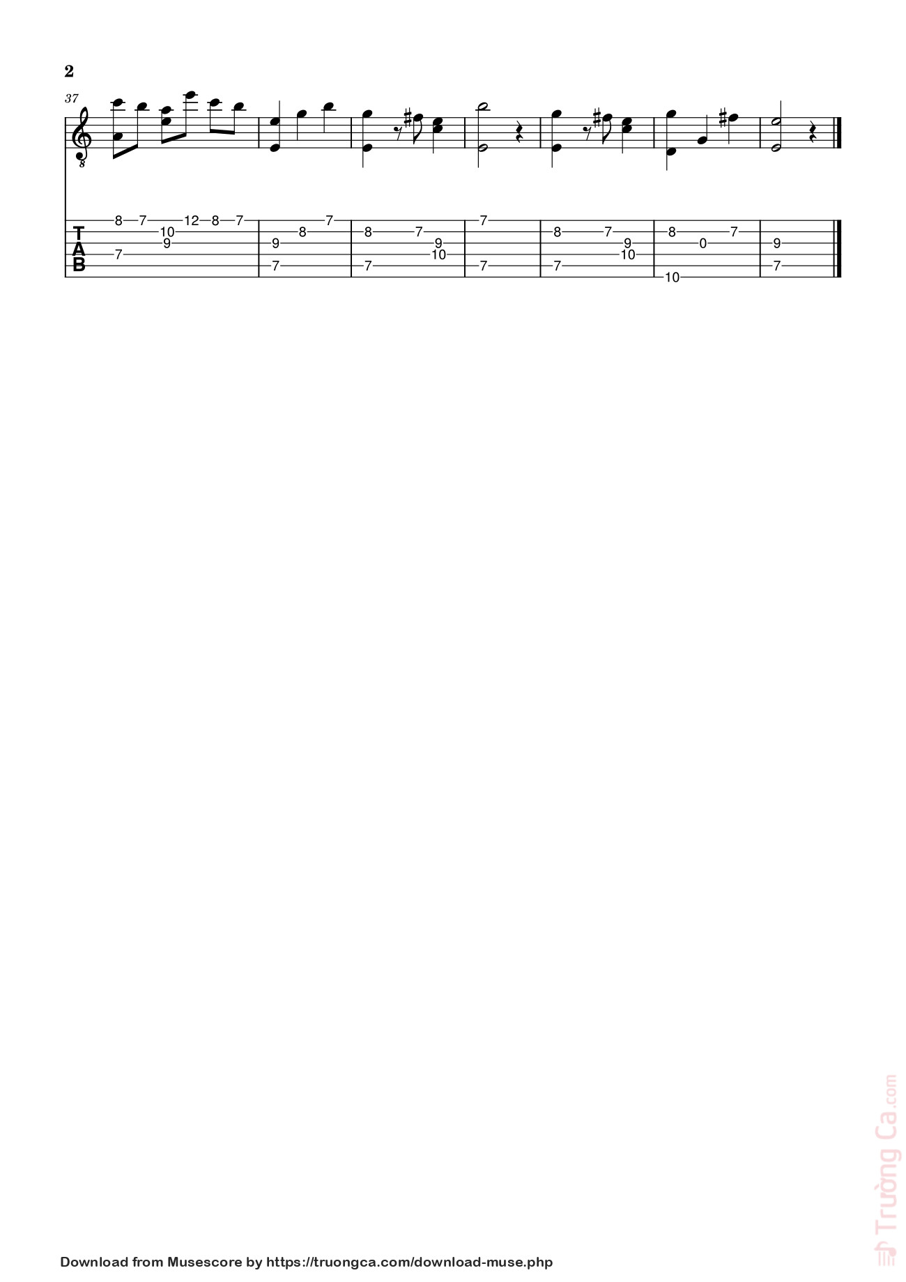 Page 2 of Sheet music PDF Harry and Hermione Sheet Guitar TAB - Marcosfparrei