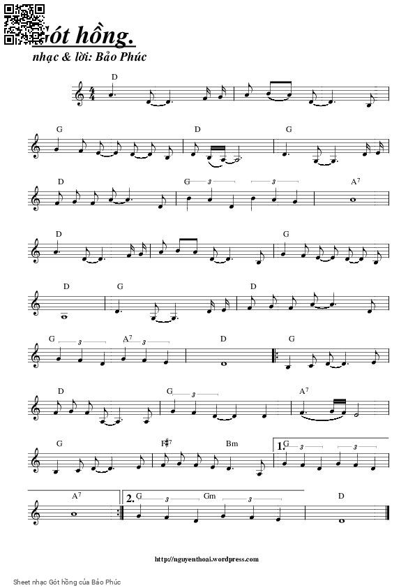 Page 1 of Sheet music PDF Gót hồng - Bảo Phúc