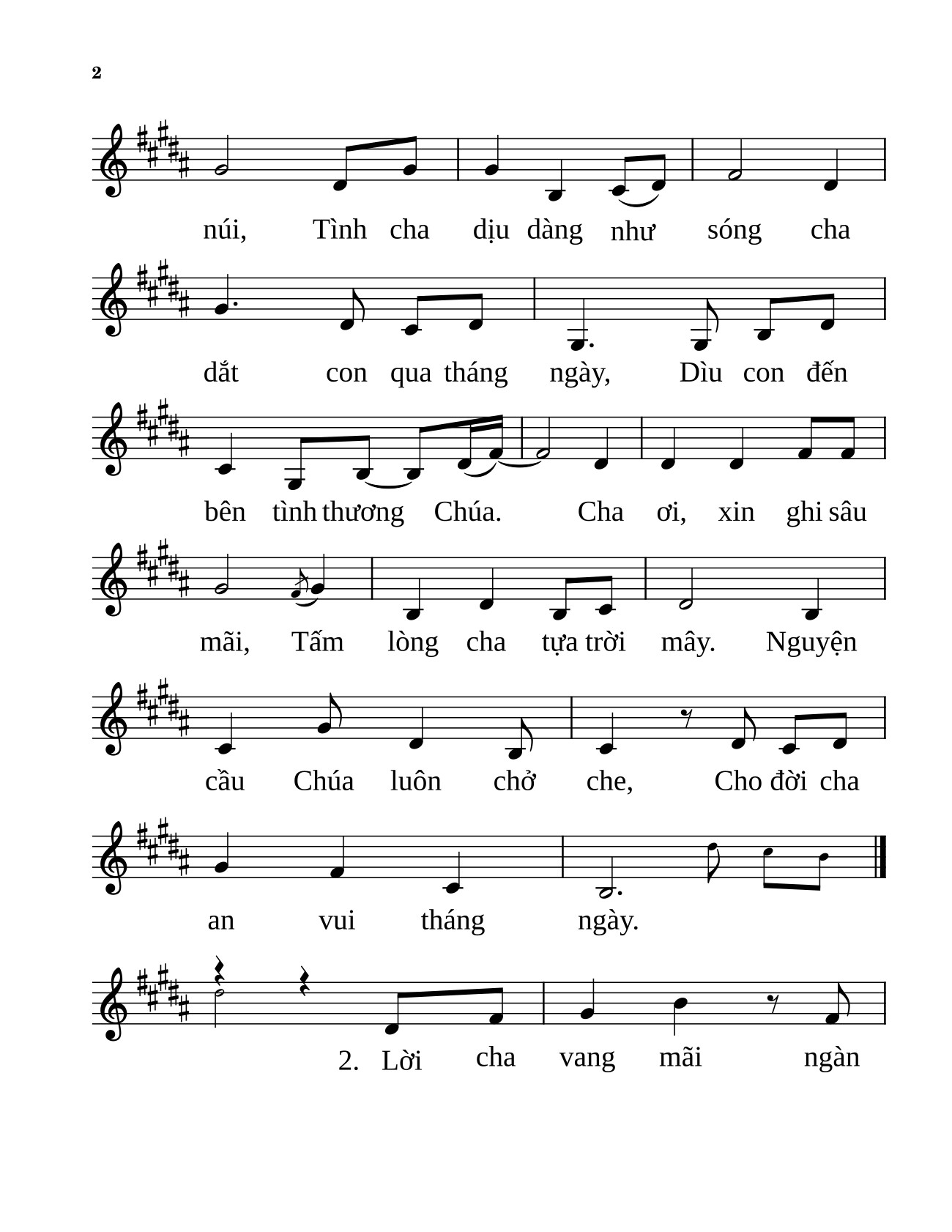 Page 2 of Sheet music PDF Công ơn cha - Anmai