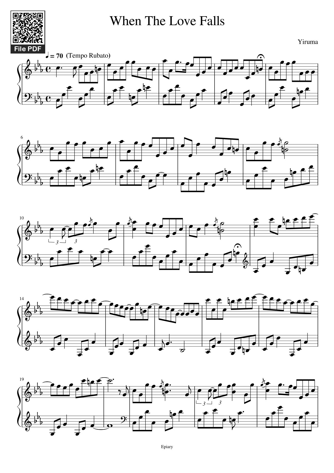 Sheet PDF of When The Love Falls Sheet Piano