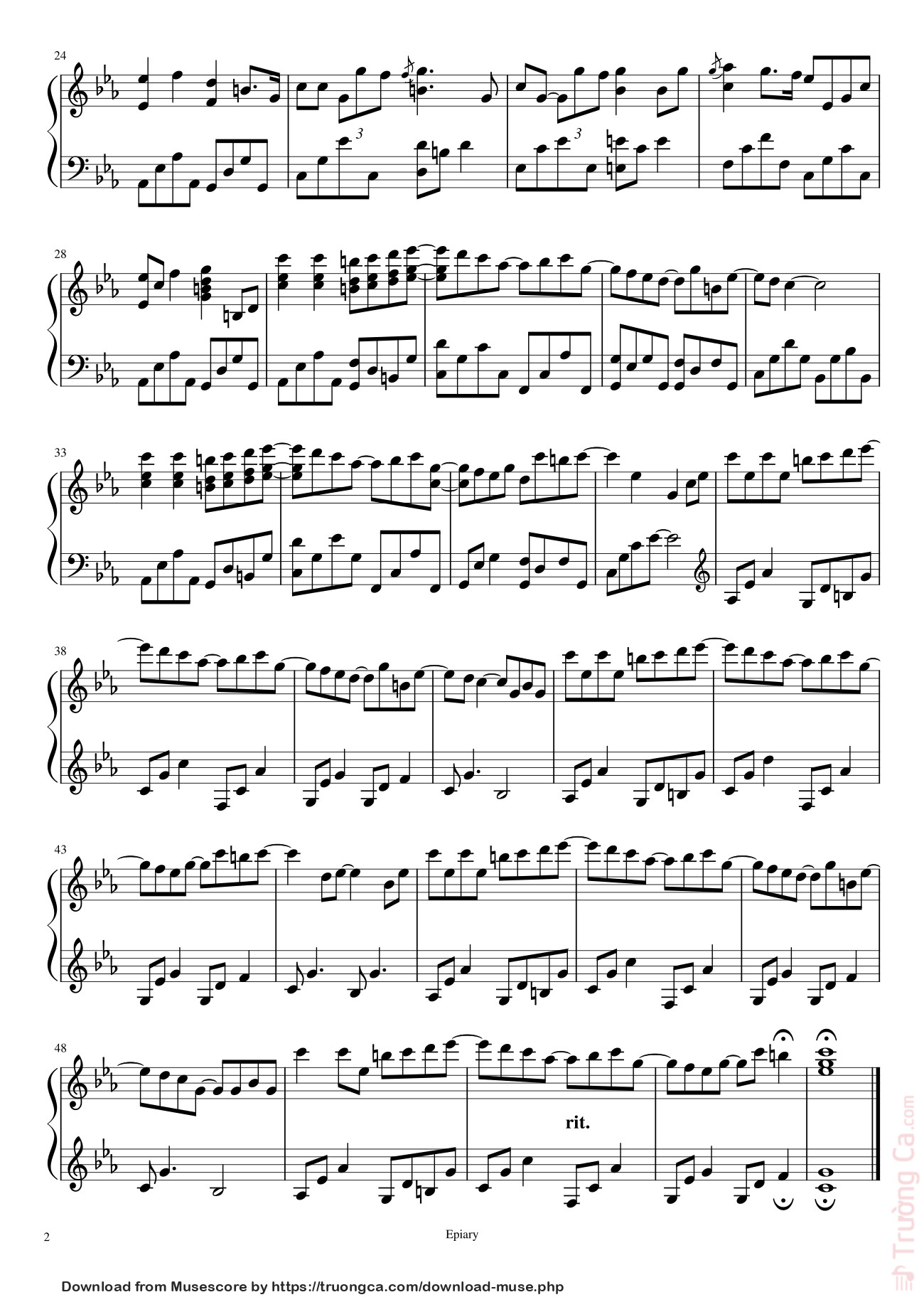 Page 2 of Sheet music PDF When The Love Falls Sheet Piano - Epiary_에피어리
