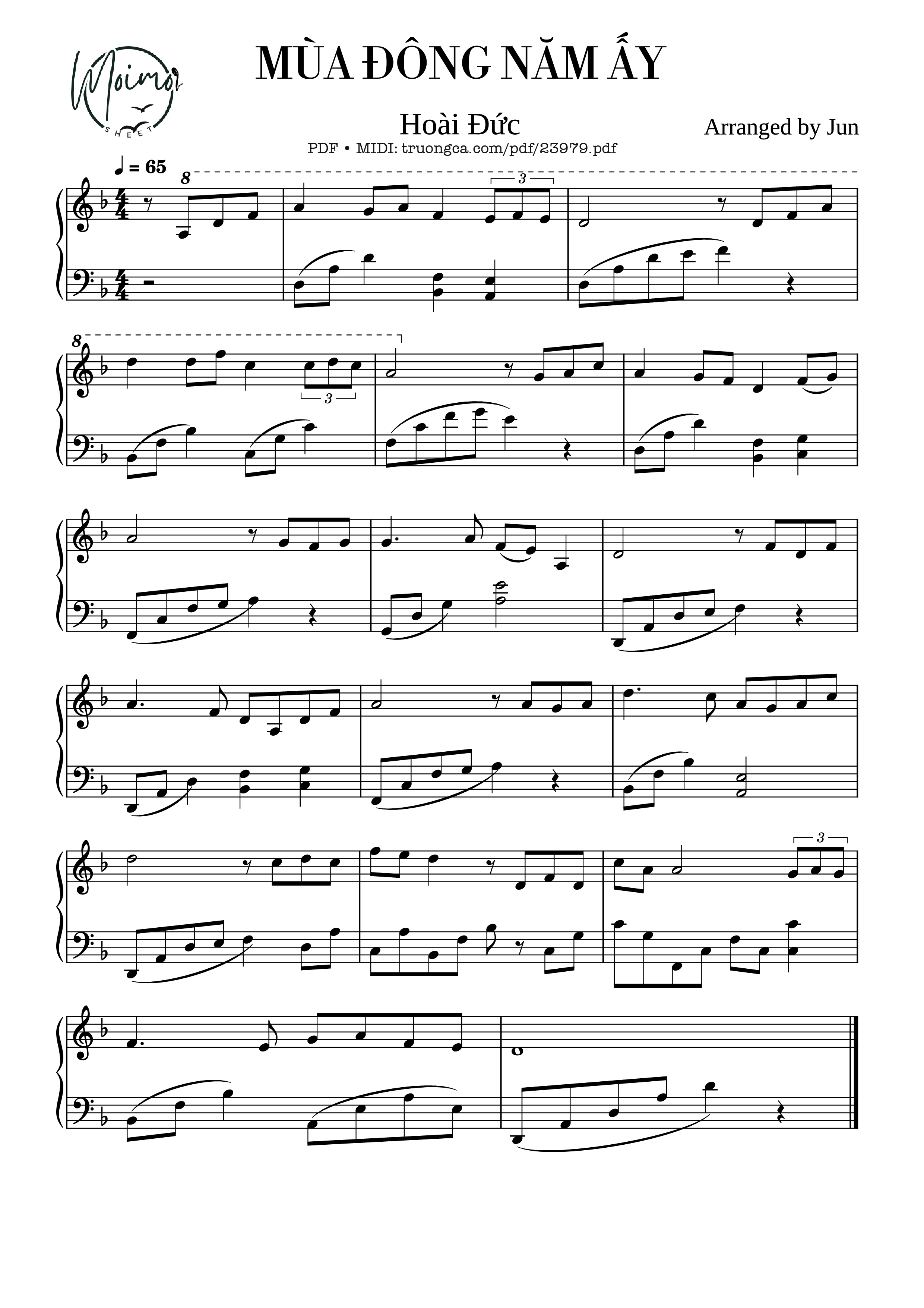 Mùa Đông Năm Ấy Sheet Piano