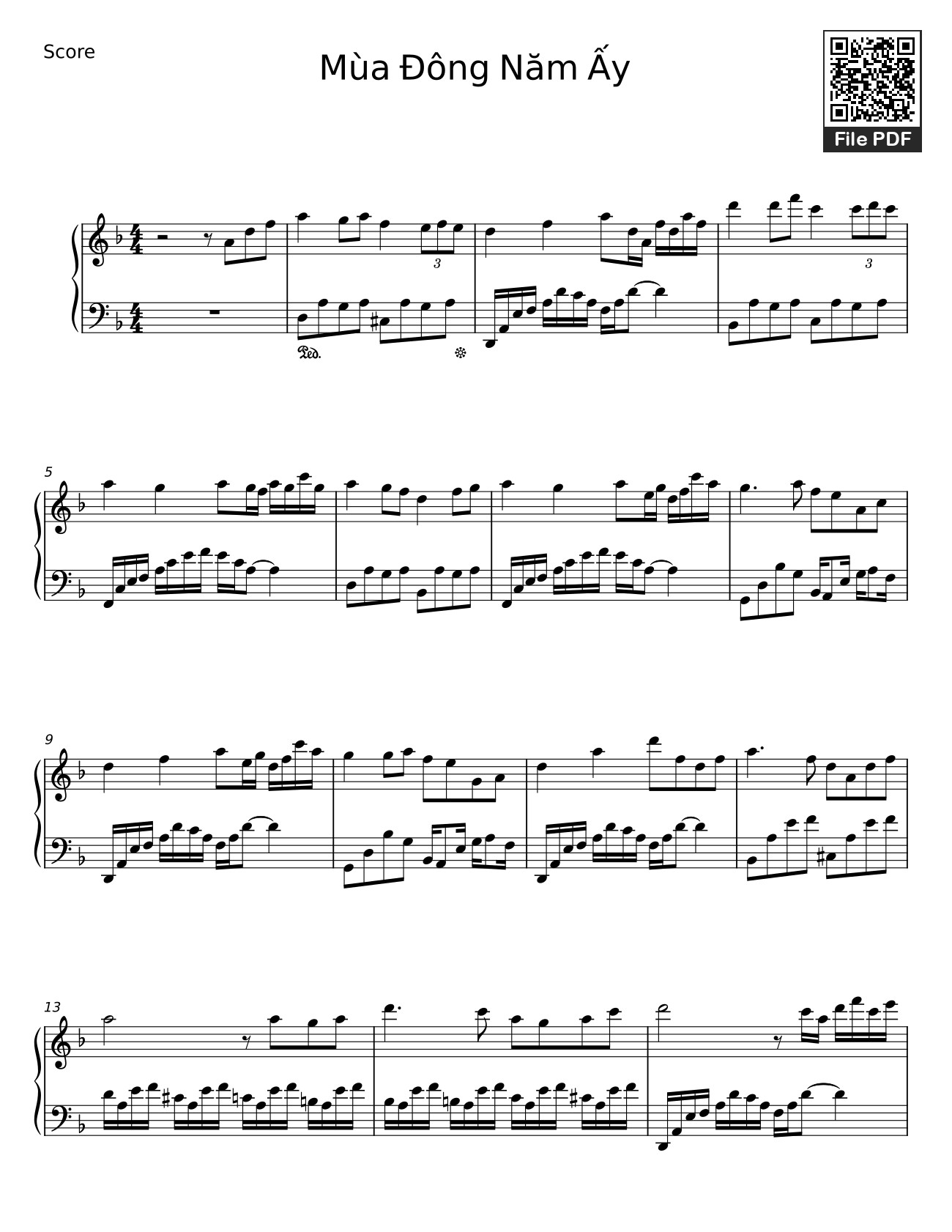 Page 1 of Sheet music PDF Mùa Đông Năm Ấy Sheet Piano - Lafasse