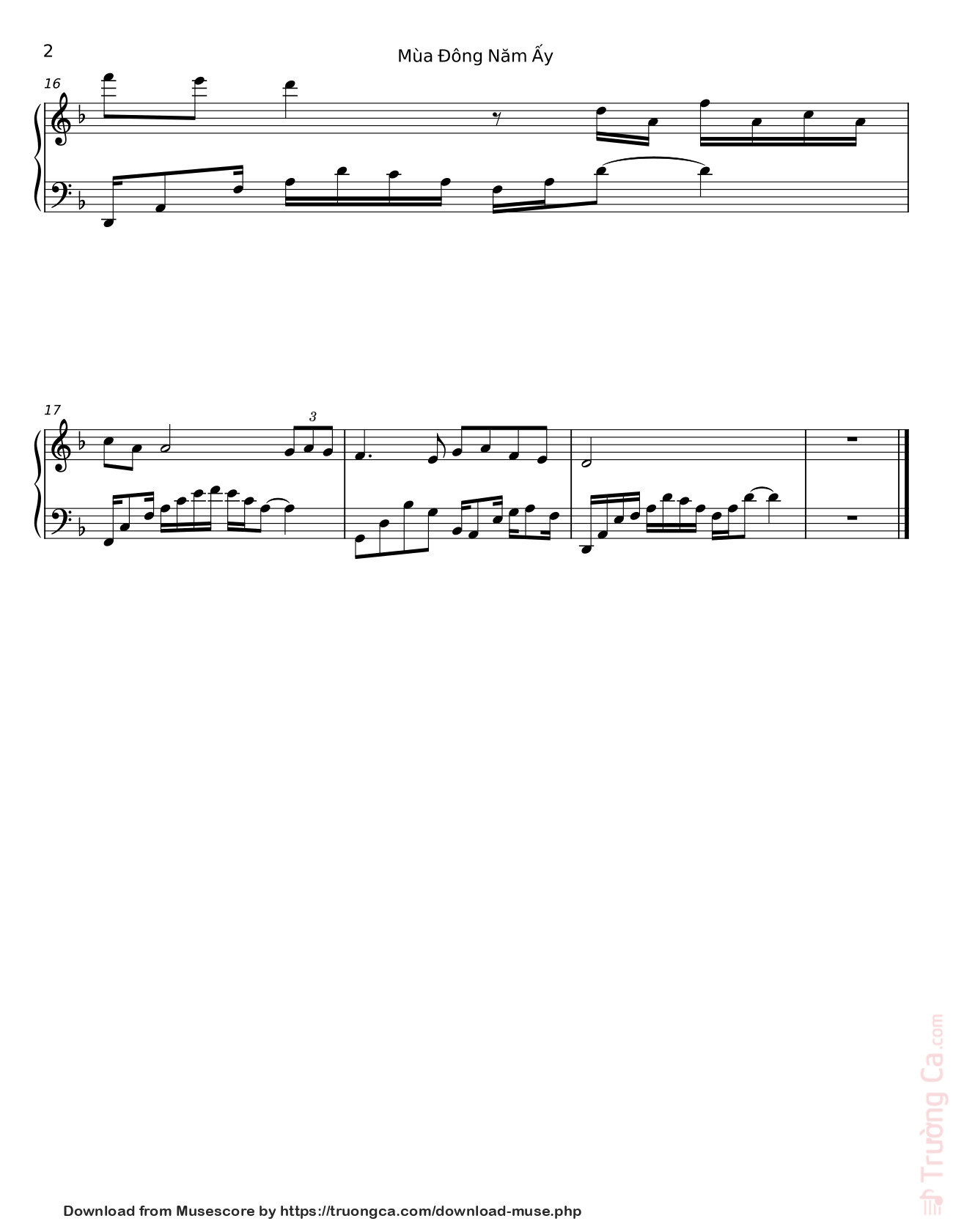 Page 2 of Sheet music PDF Mùa Đông Năm Ấy Sheet Piano - Lafasse
