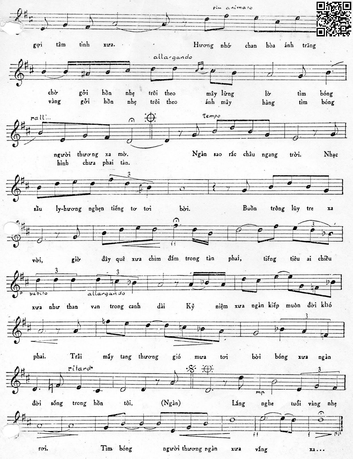 Page 2 of Sheet music PDF Gửi áng mây hàng - Vũ Thành