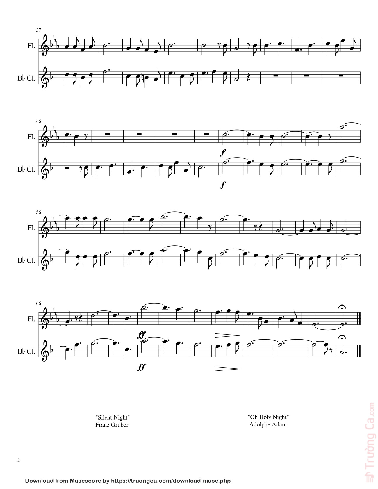 Page 2 of Sheet music PDF Silent Night, Oh Holy Night - Jaschonbaumann