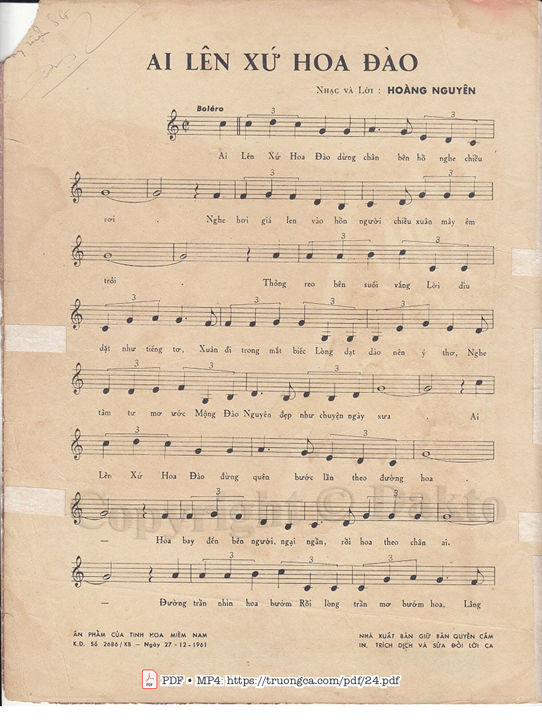 Page 2 of Sheet music PDF Ai lên xứ hoa đào - Hoàng Nguyên