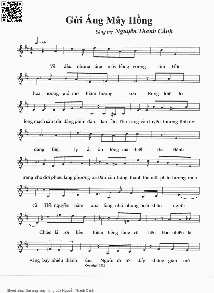 Sheet PDF of Gửi áng mây hồng