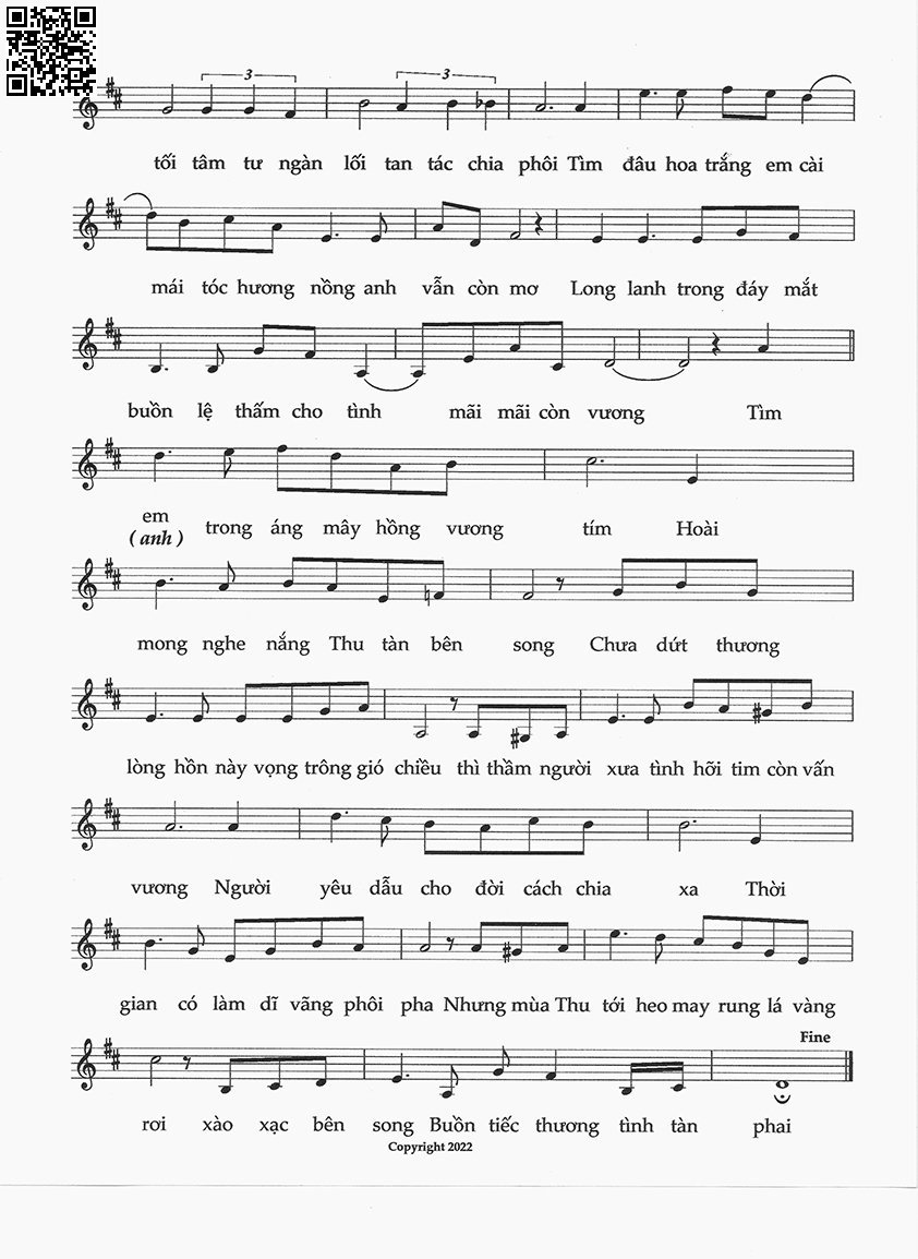 Page 2 of Sheet music PDF Gửi áng mây hồng - Nguyễn Thanh Cảnh