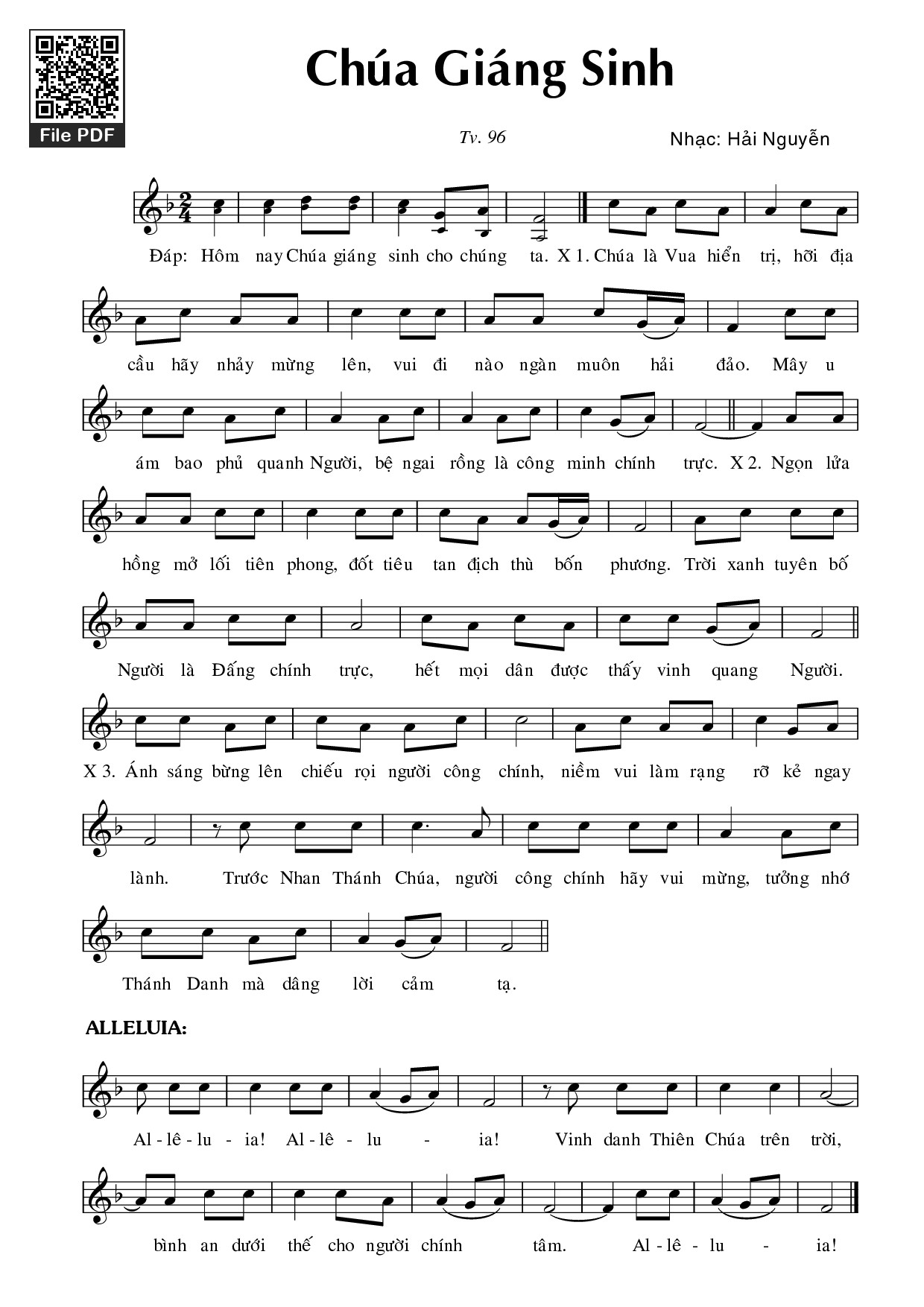 Page 1 of Sheet music PDF Thánh Vịnh 96, Chúa Giáng Sinh - Mi Giáng