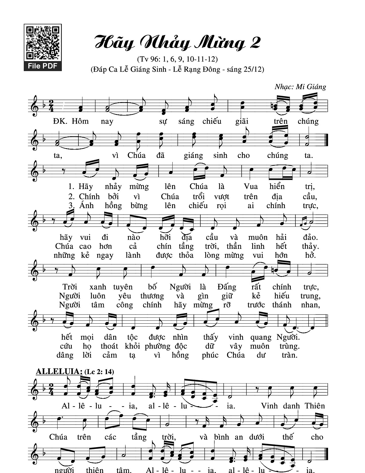 Page 1 of Sheet music PDF Thánh Vịnh 96, Hãy Nhảy Mừng - Mi Giáng