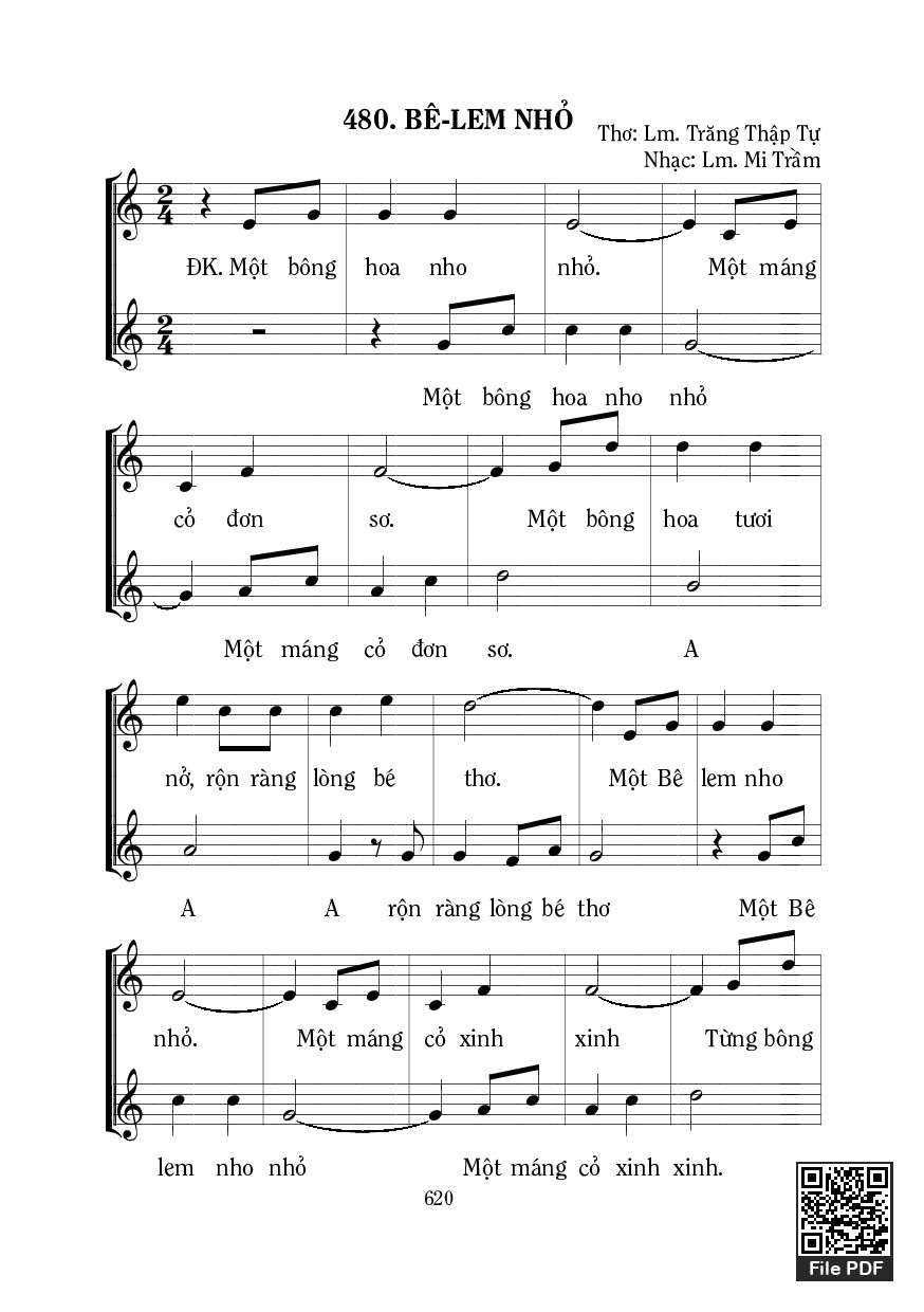 Page 1 of Sheet music PDF Bêlem Nhỏ - Mi Trầm