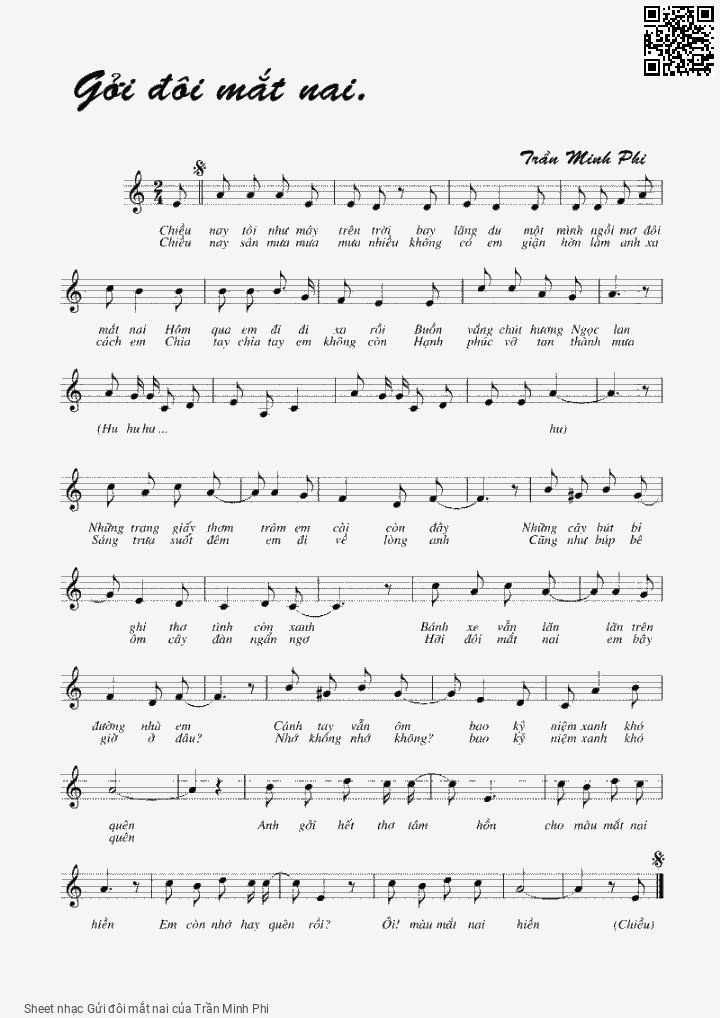 Sheet PDF of Gửi đôi mắt nai