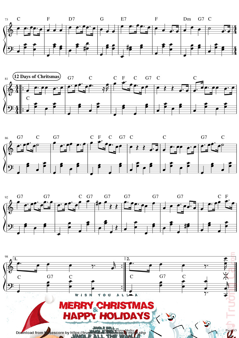 Page 3 of Sheet music PDF Mini Christmas Medley Sheet Piano - ReVl27
