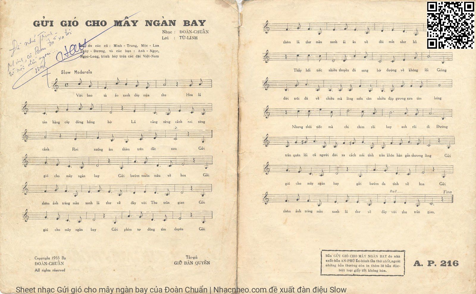 Page 2 of Sheet music PDF Gửi gió cho mây ngàn bay - Đoàn Chuẩn