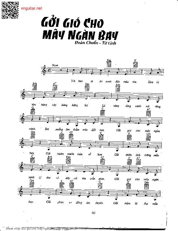 Page 3 of Sheet music PDF Gửi gió cho mây ngàn bay - Đoàn Chuẩn