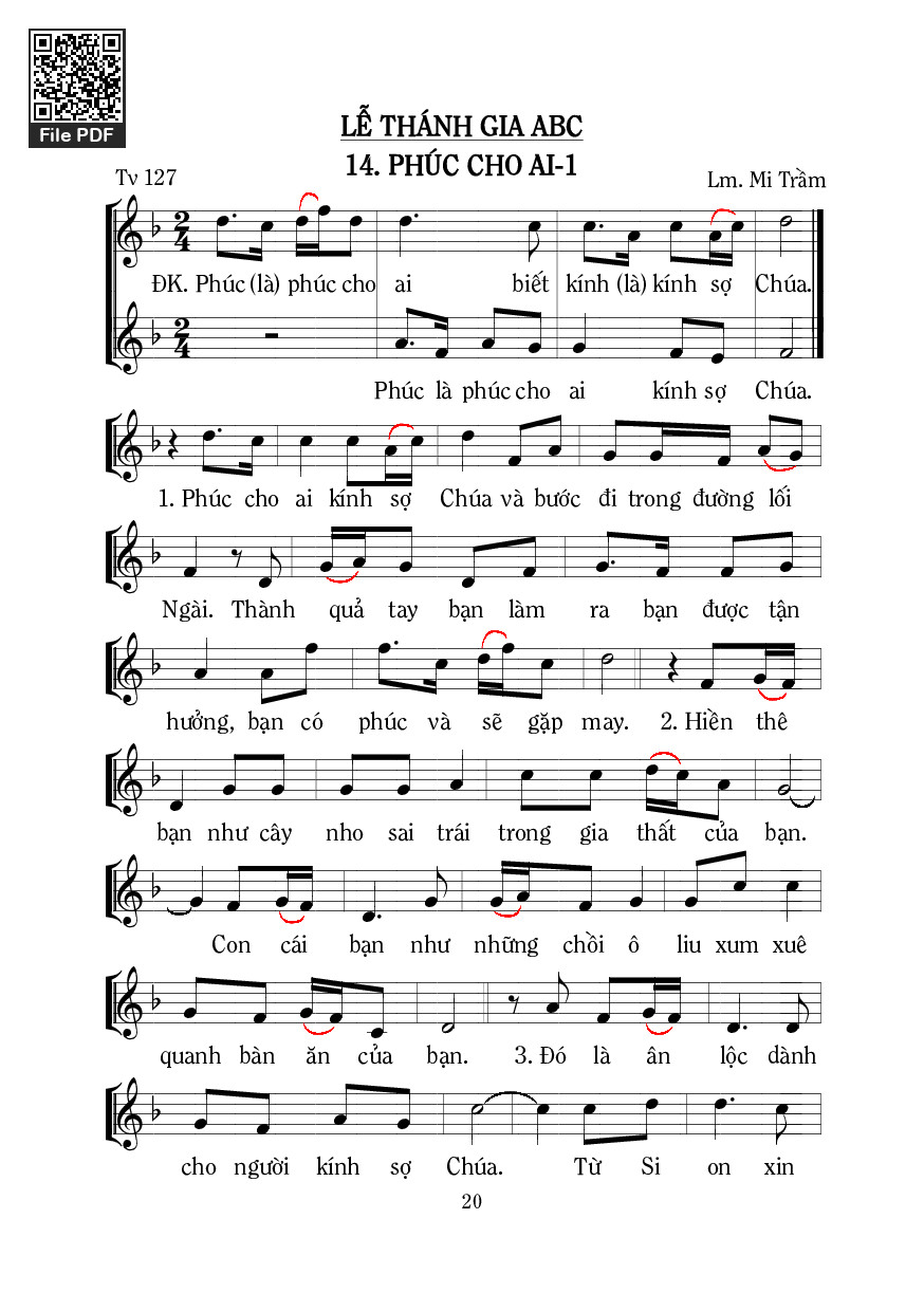 Sheet PDF of Thánh Vịnh 127, Phúc Cho Ai I