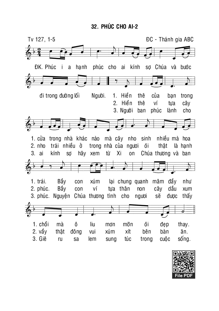 Sheet PDF of Thánh Vịnh 127, Phúc Cho Ai Ii