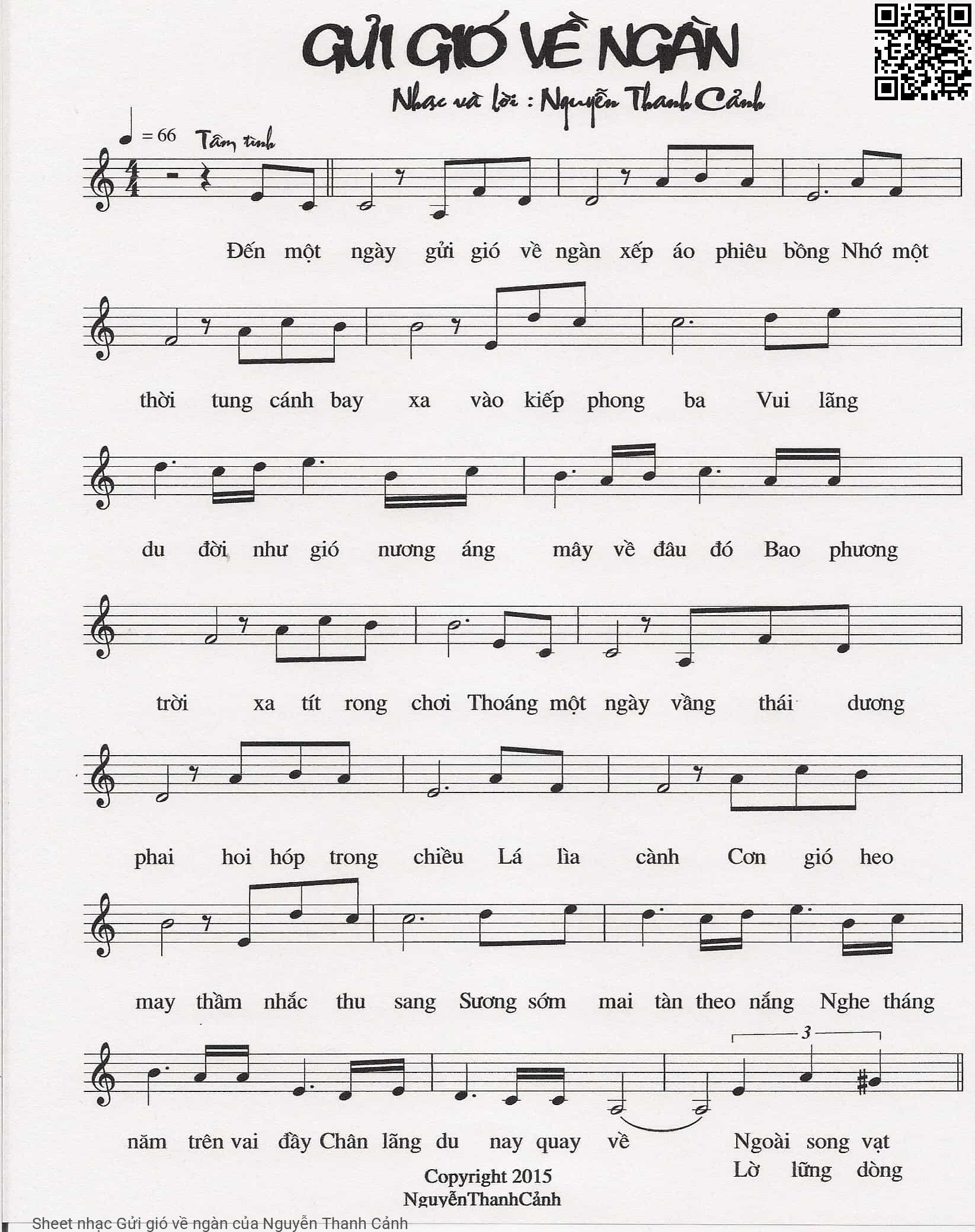 Sheet PDF of Gửi gió về ngàn