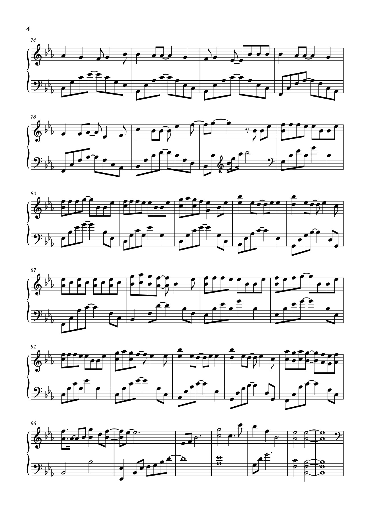 Page 4 of Sheet music PDF 晚风告白 星野 Sheet Piano - 演唱：星野