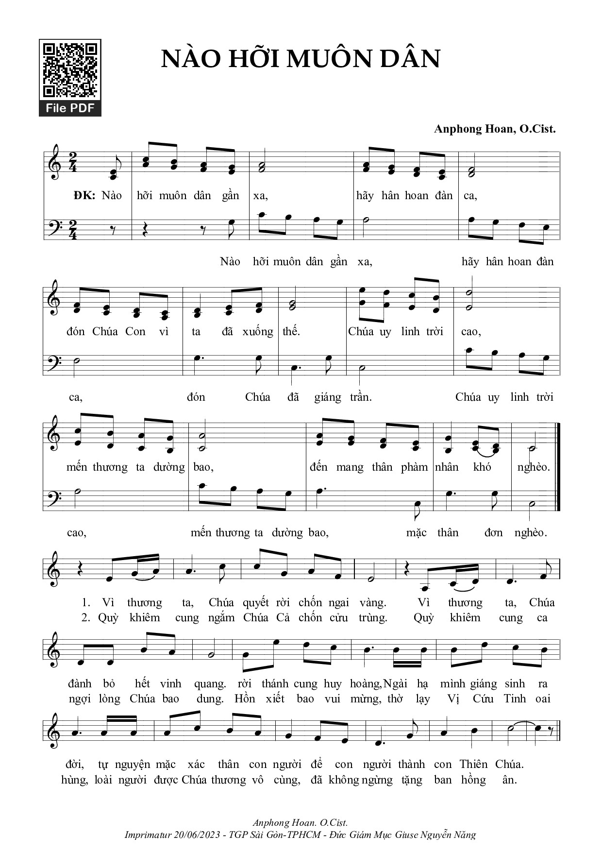 Sheet PDF of Nào Hỡi Muôn Dân