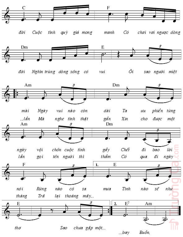Page 2 of Sheet music PDF Tình Khúc Buồn - Phạm Duy Quang