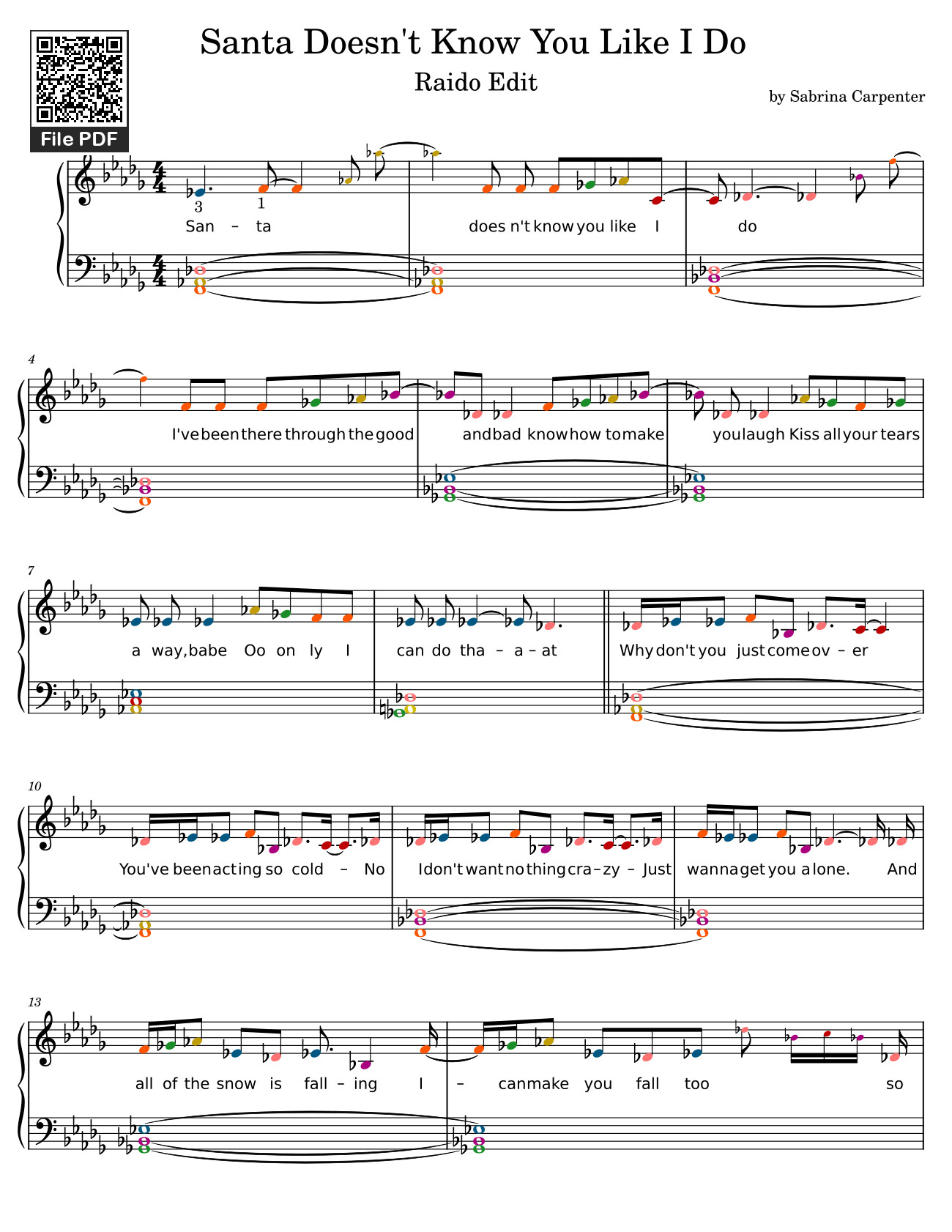 Sheet PDF of Santa Doesn't Know You Like I Do Sheet Piano