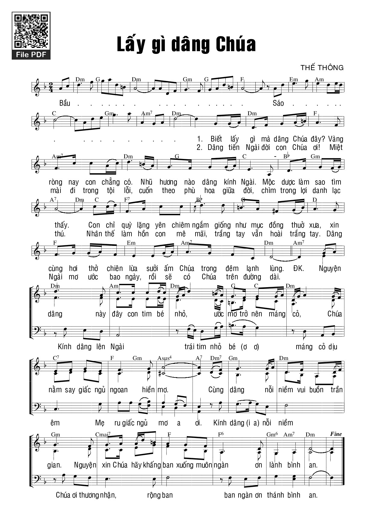 Page 1 of Sheet music PDF Lấy Gì Dâng Chúa - Thế Thông