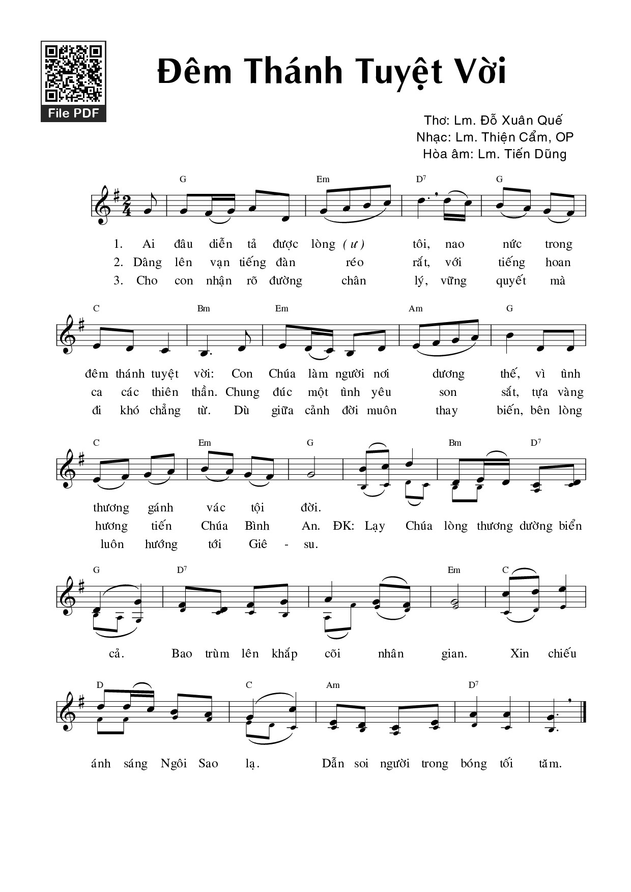 Sheet PDF of Đêm Thánh Tuyệt Vời