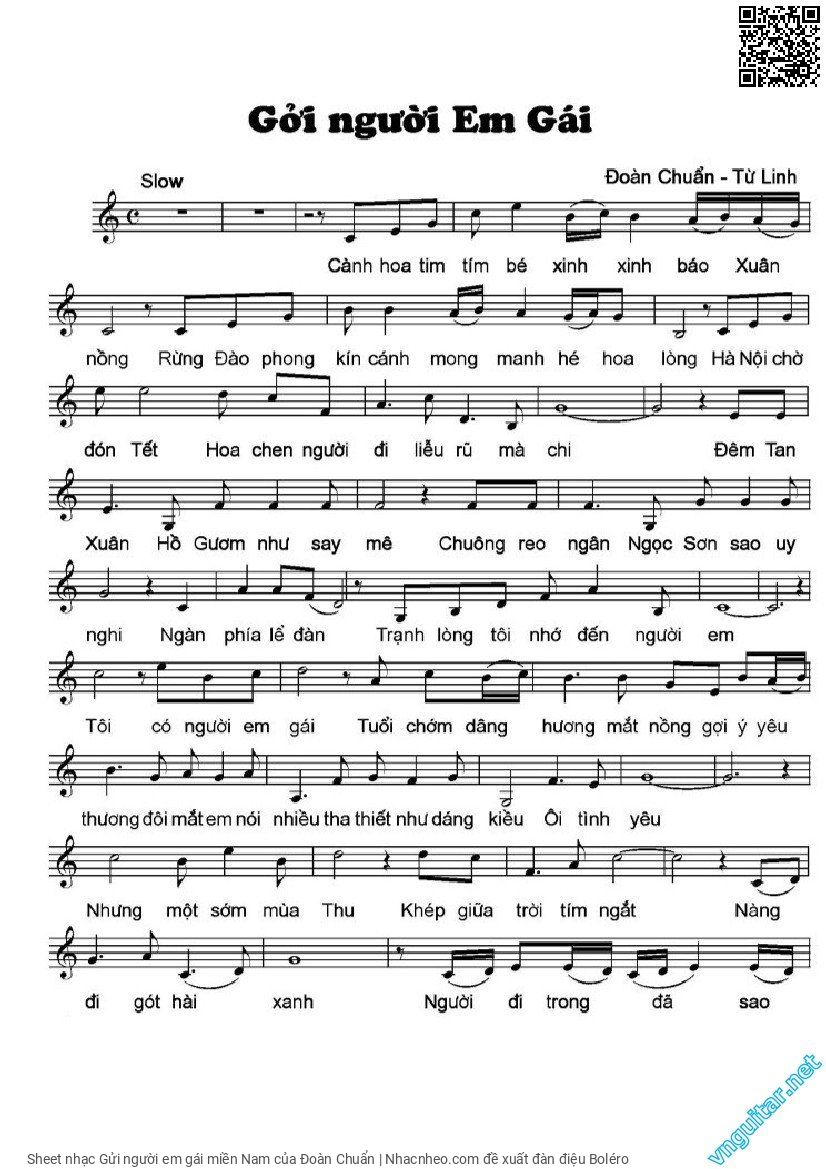 Sheet PDF of Gửi người em gái miền Nam