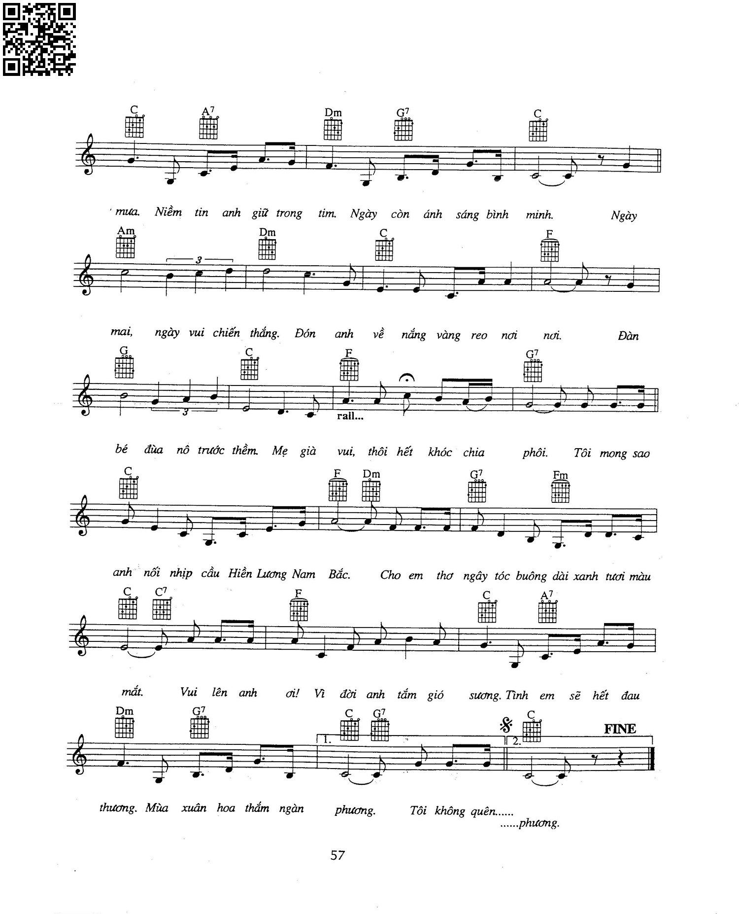 Page 2 of Sheet music PDF Gửi người giới tuyến - Nhật Lệ
