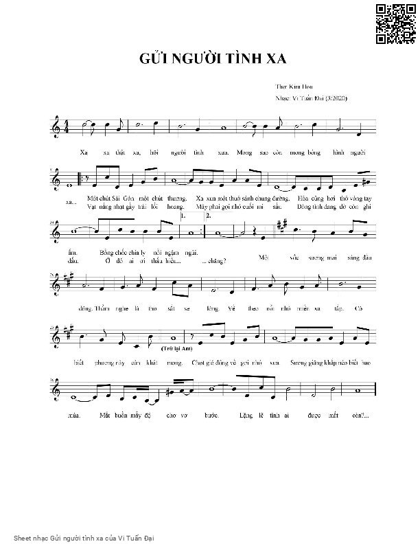 Sheet PDF of Gửi người tình xa