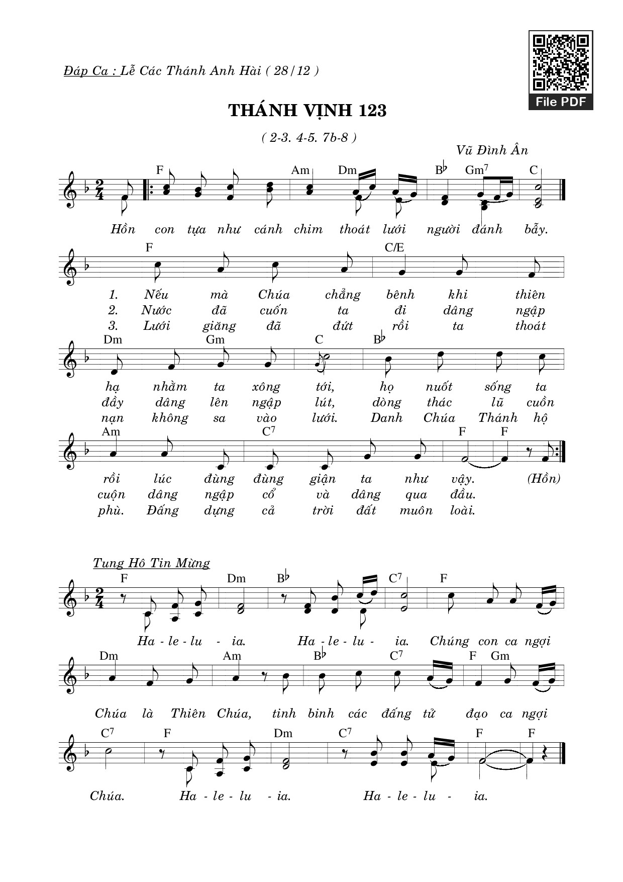 Page 1 of Sheet music PDF Thánh Vịnh 123 - Vũ Đình Ân