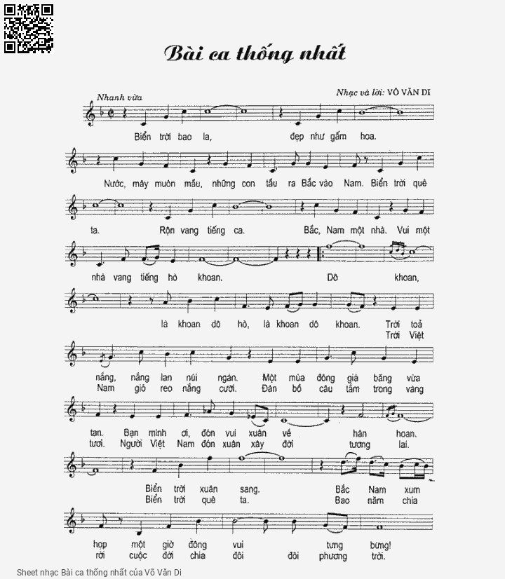 Sheet PDF of Bài ca thống nhất