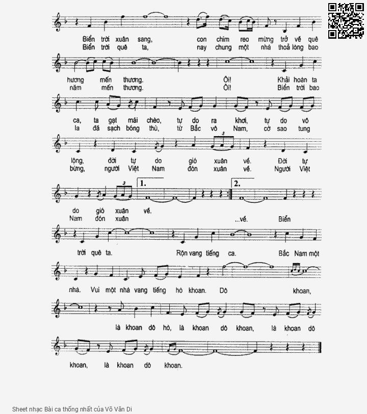 Page 2 of Sheet music PDF Bài ca thống nhất - Võ Văn Di