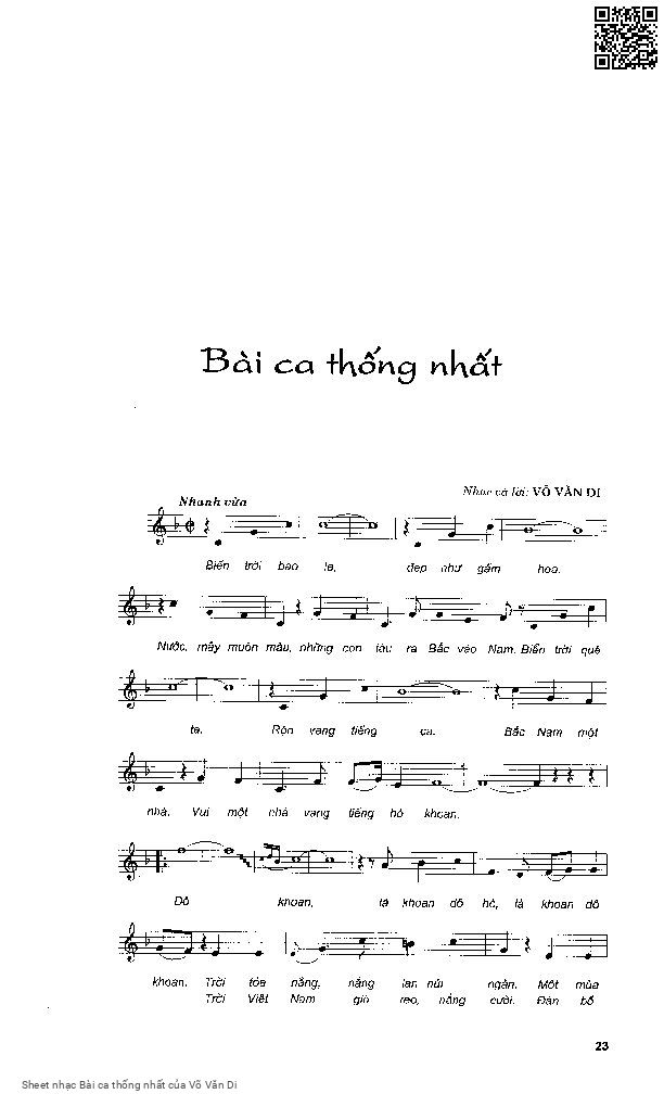 Page 3 of Sheet music PDF Bài ca thống nhất - Võ Văn Di