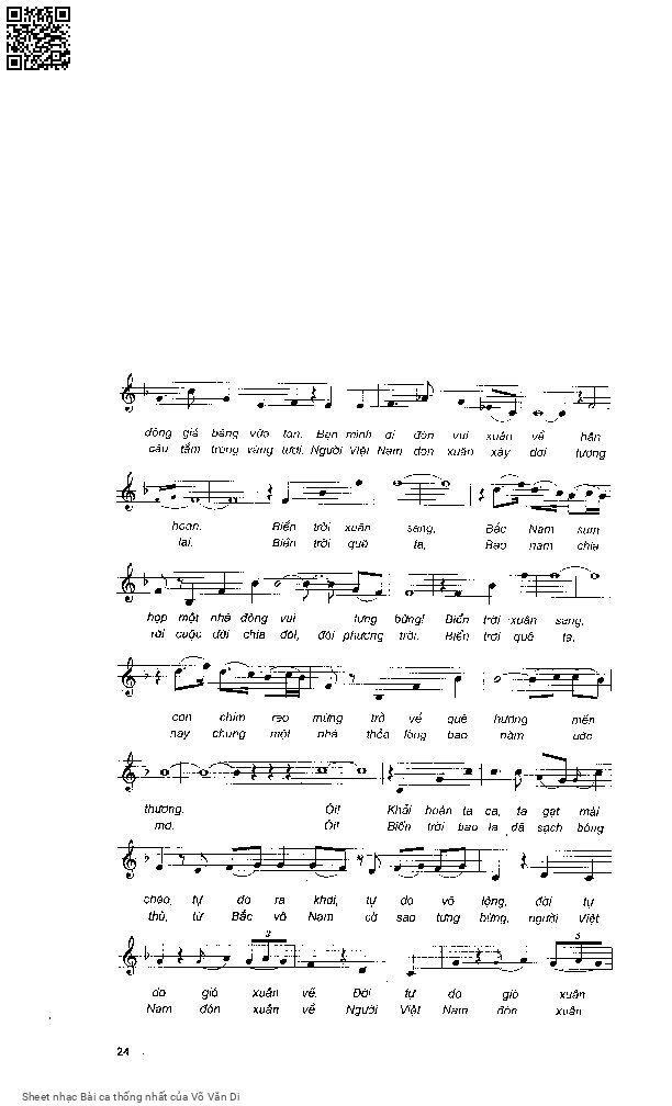 Page 4 of Sheet music PDF Bài ca thống nhất - Võ Văn Di