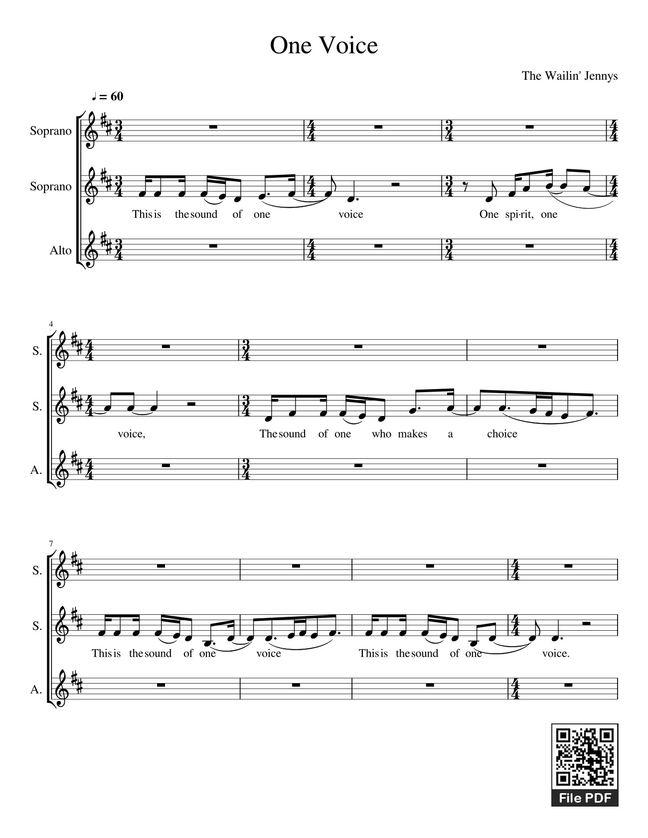 Sheet PDF of One Voice - Brittany Savaglio