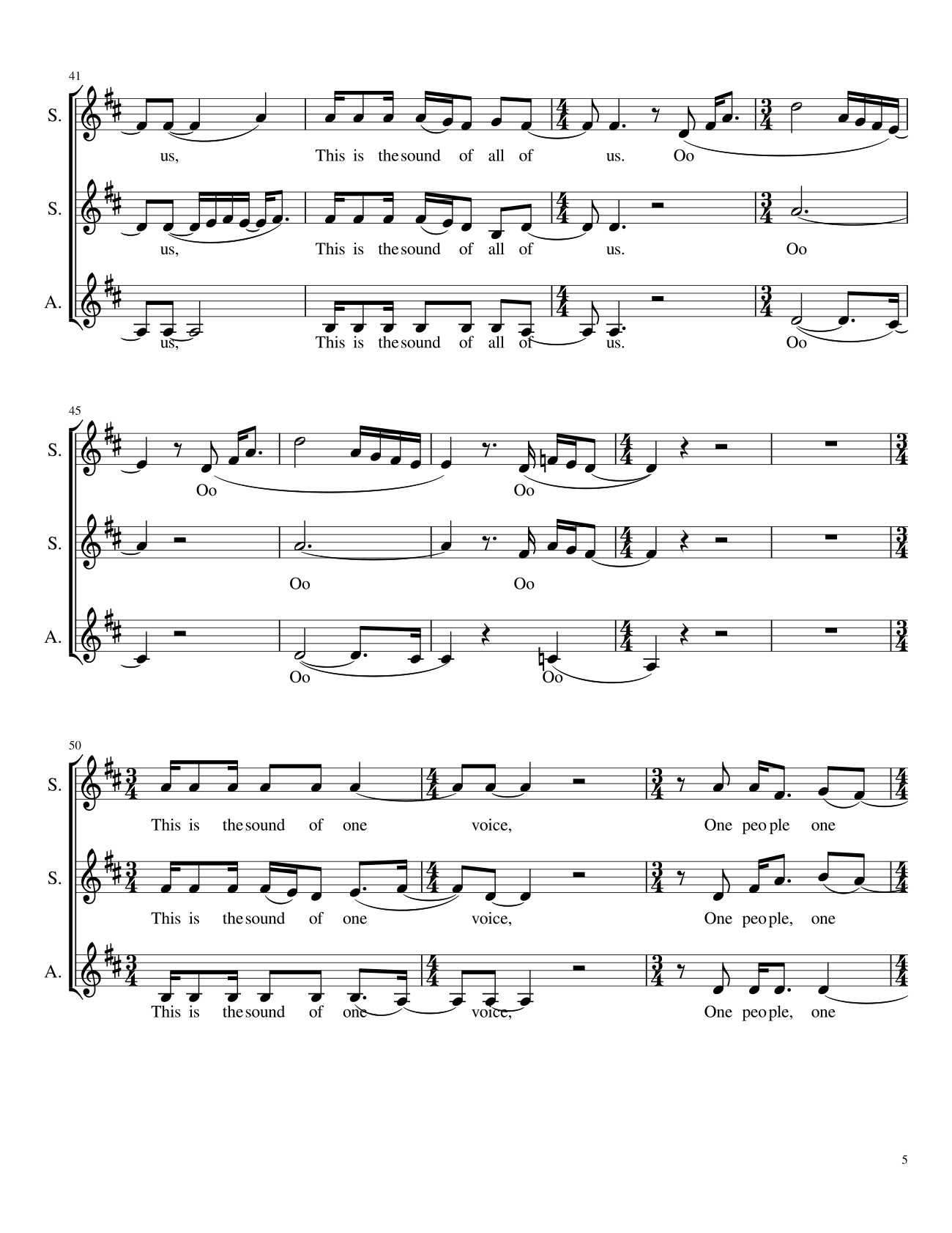 Page 5 of Sheet music PDF One Voice - Brittany Savaglio