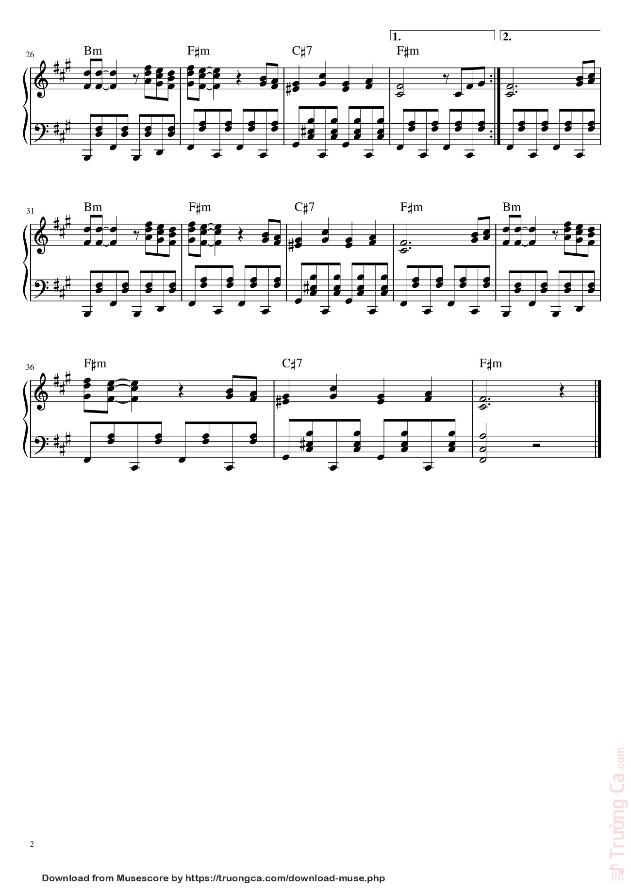 Page 2 of Sheet music PDF Bella Ciao - Piano - Oui Bonsoir C'est Moi