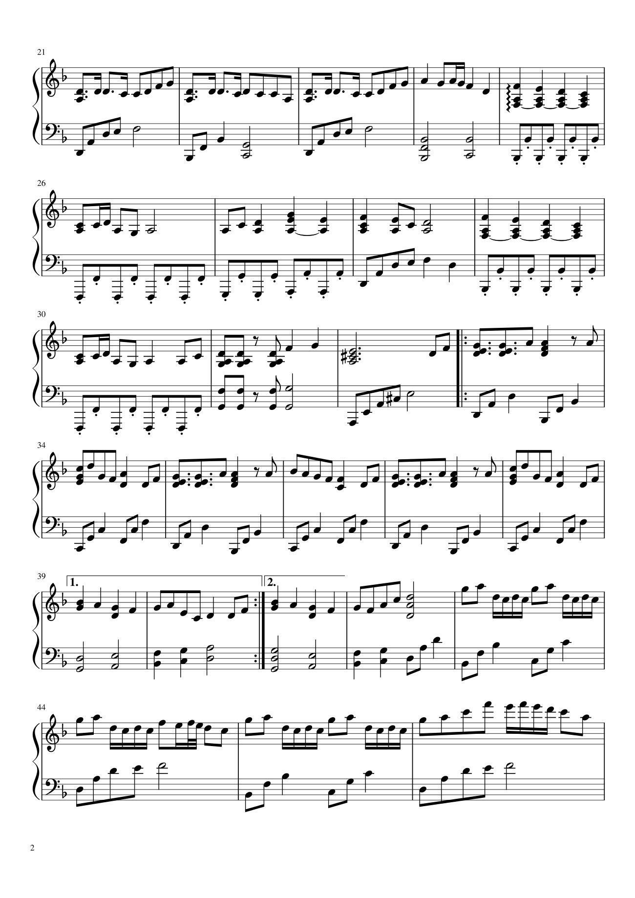 Page 2 of Sheet music PDF Senbon Zakura Sheet Piano - Bigmath1