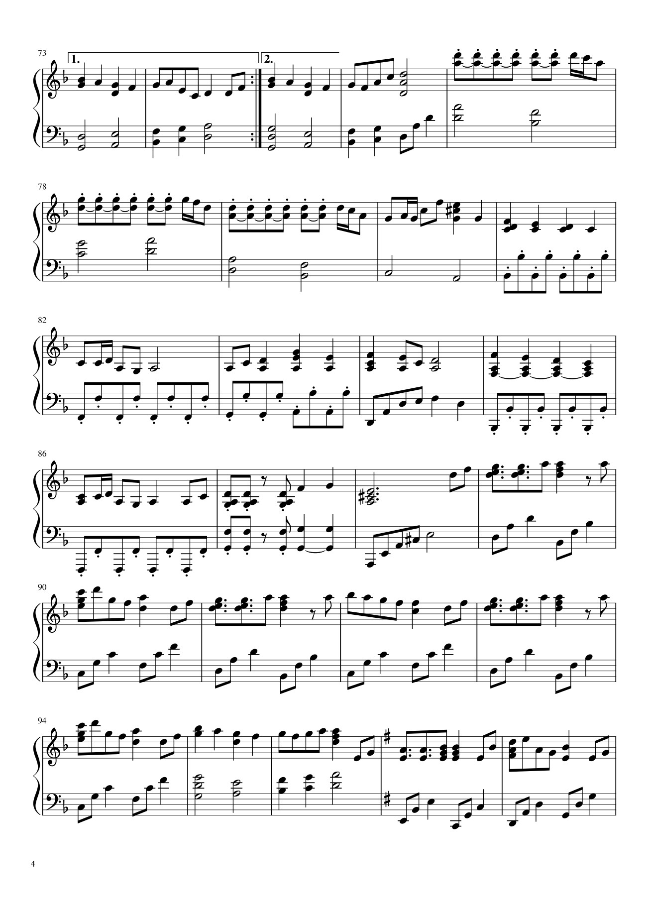 Page 4 of Sheet music PDF Senbon Zakura Sheet Piano - Bigmath1