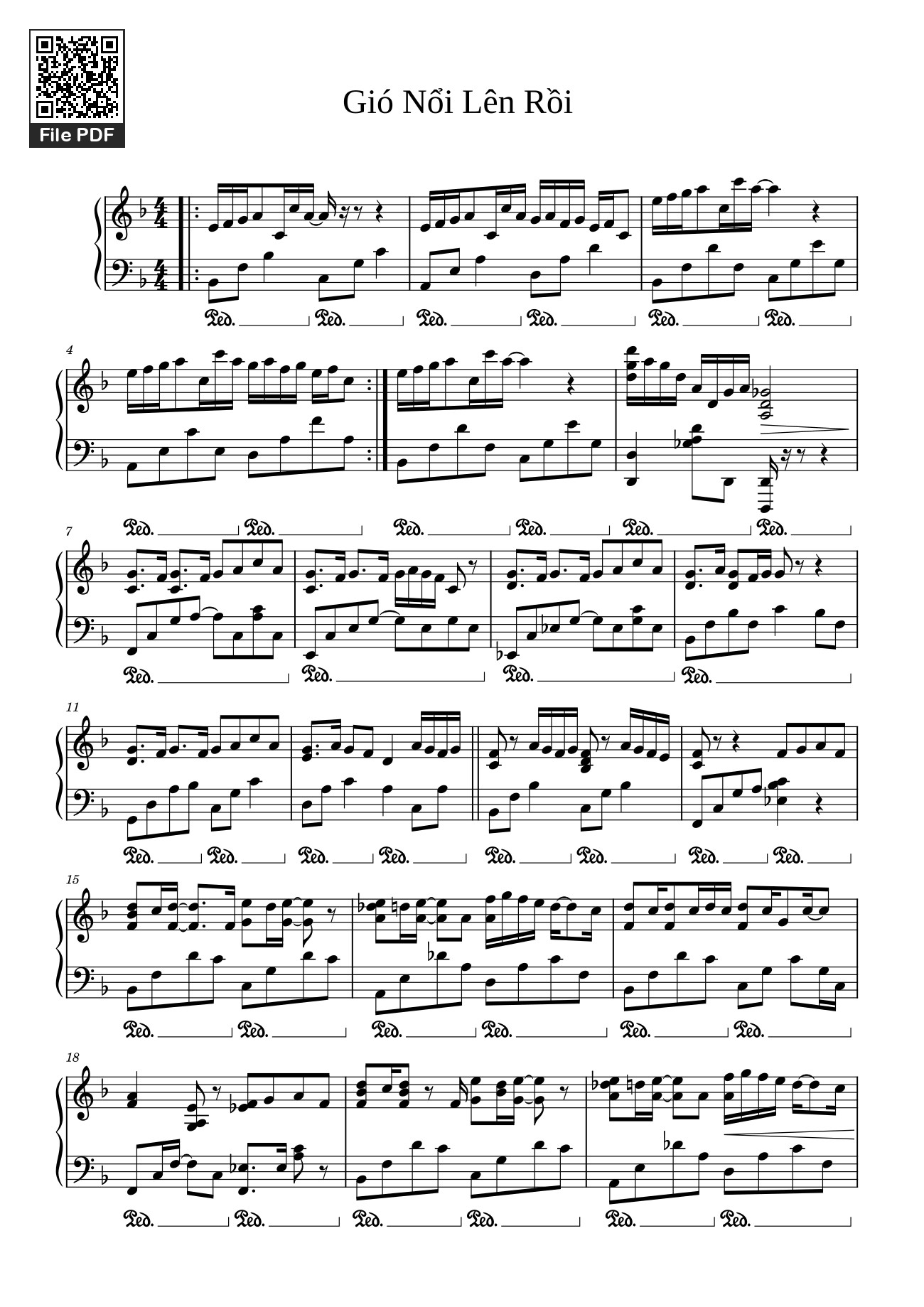Page 1 of Sheet music PDF Gió Nổi Lên Rồi Sheet Piano - Dangbinh4869