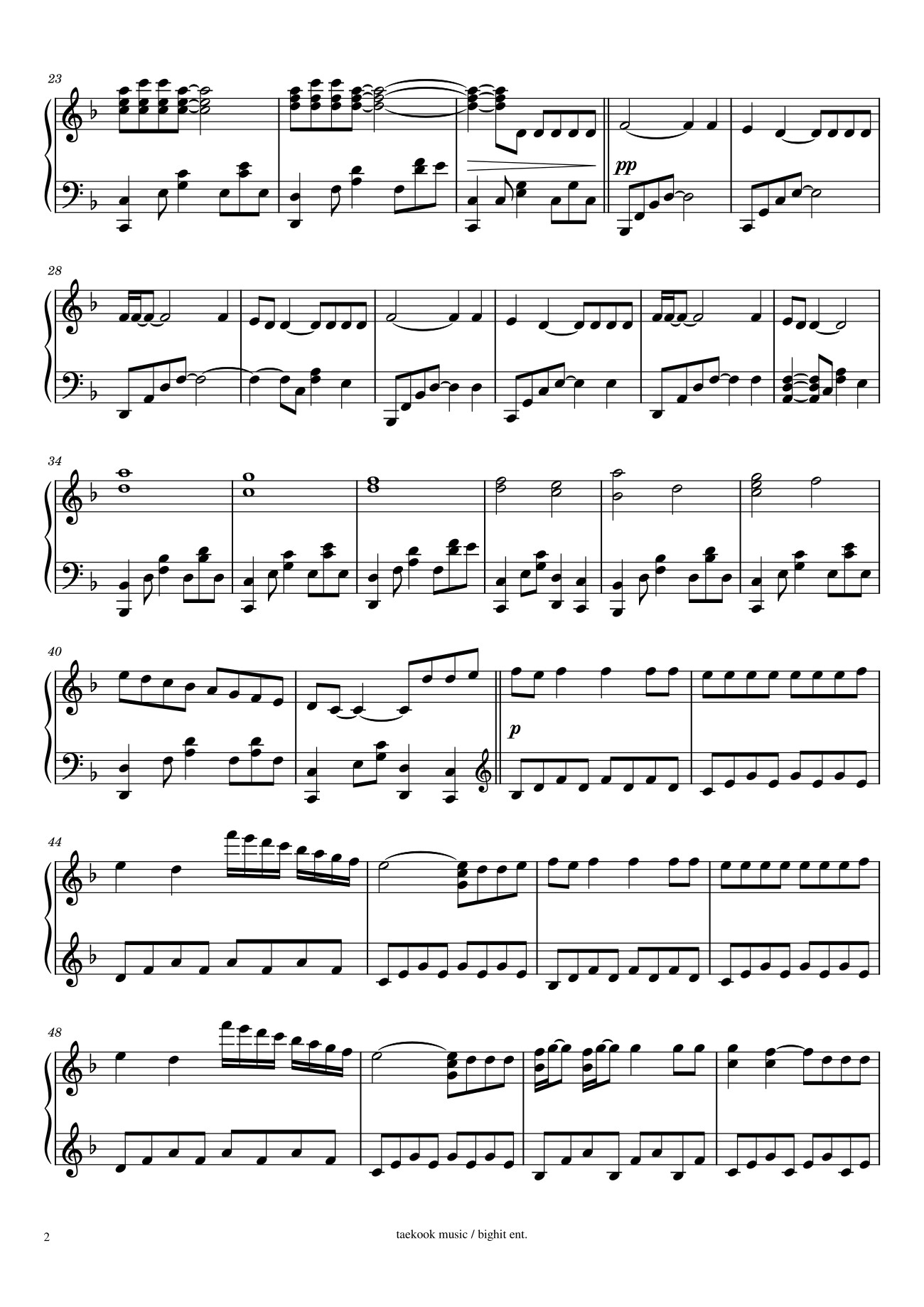 Page 2 of Sheet music PDF Fake Love Sheet Piano - Taekook Music