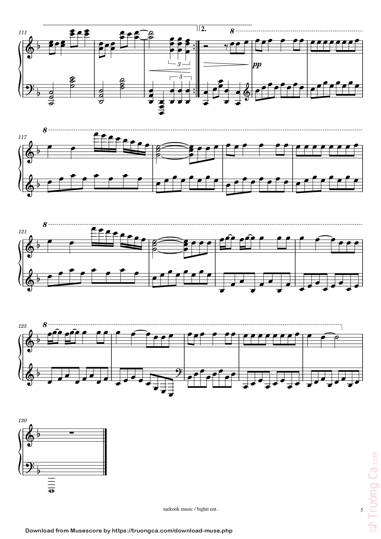 Page 5 of Sheet music PDF Fake Love Sheet Piano - Taekook Music