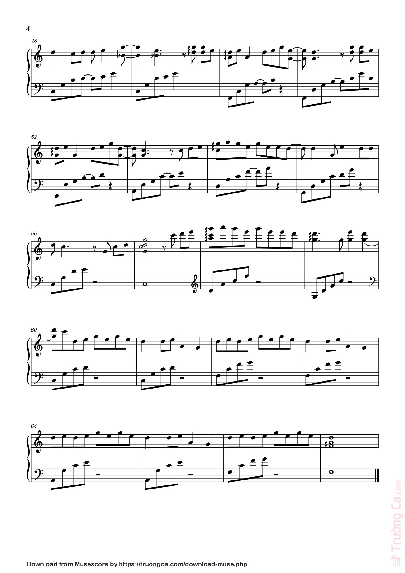 Page 4 of Sheet music PDF Sứ Thanh Hoa Sheet Piano - Huydv2298