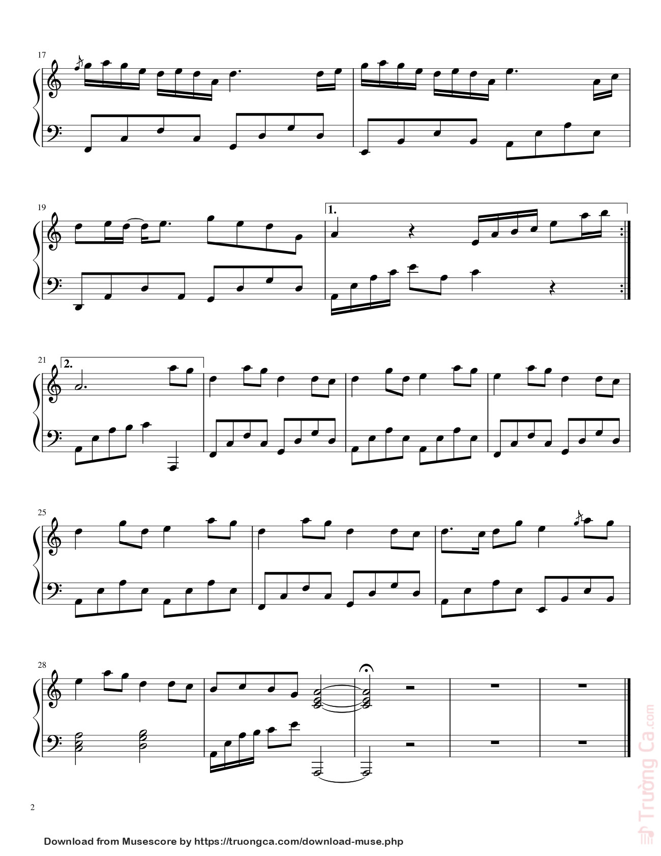 Page 2 of Sheet music PDF Đáy Biển (海底) Sheet Piano - Arranged by ienne 
